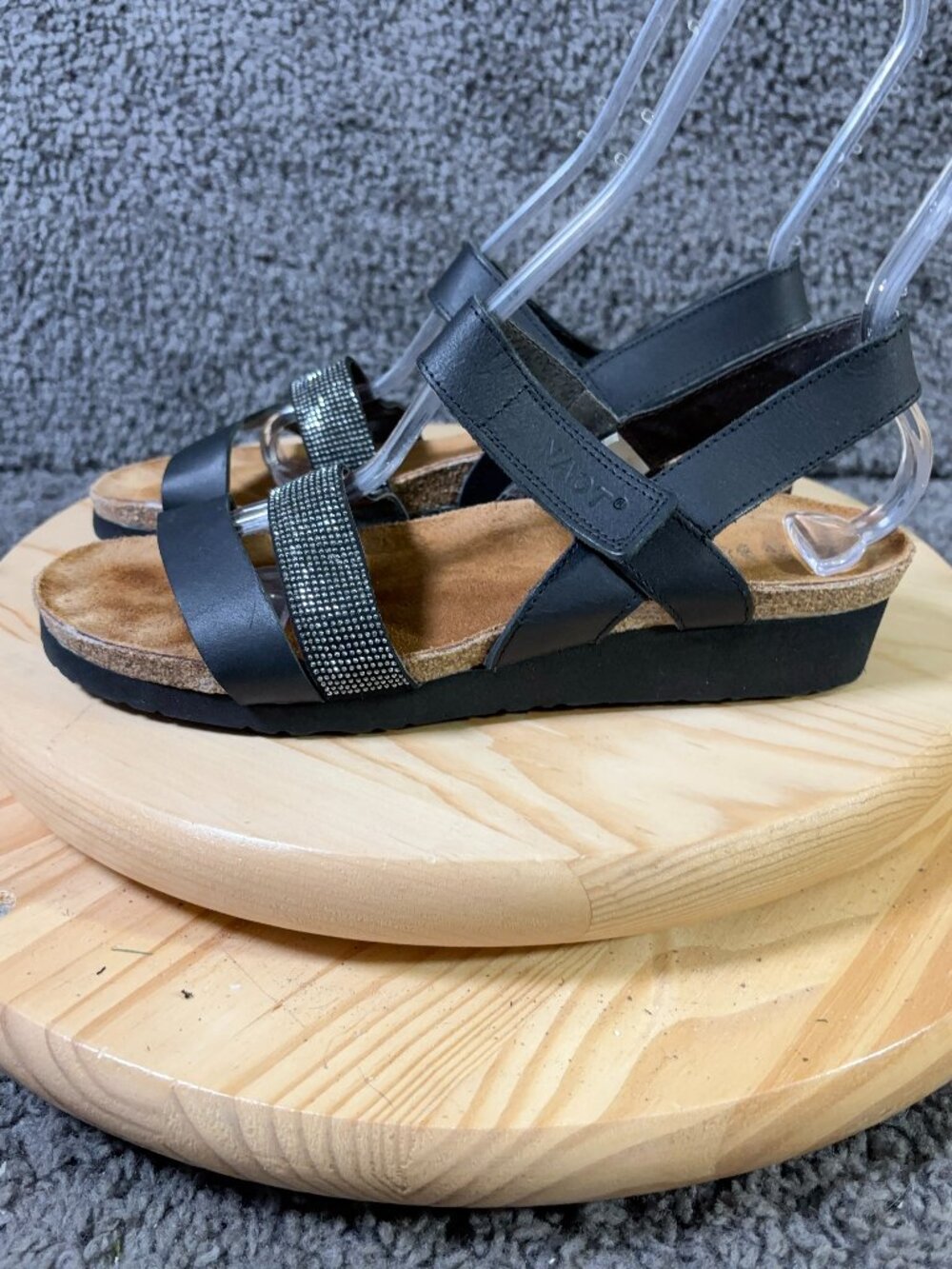 Naot Krista Sandals Womens Size 11 Leather Wedge Heel Rhinestone Slingback Shoes